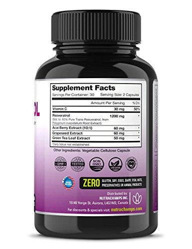 Suplemento de resveratrol 1400mg - Fórmula natural extra