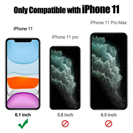 JAME - Funda protectora para iPhone 11 con 2 protectores de pantalla, protección contra caídas de grado militar, soporte de anillo, a prueba de golpes, para iPhone 11 de 6.1 pulgadas, color rojo, para hombres y mujeres