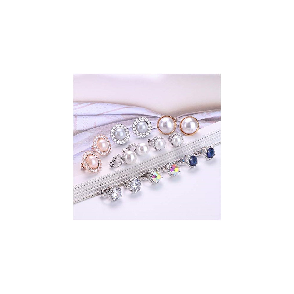 Aretes de clip hipoalergénicos para mujer 8 pares