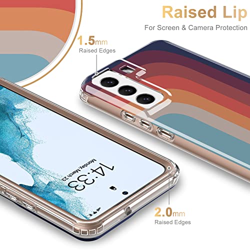ESDOT Funda para Samsung Galaxy S22 Plus, grado militar, prueba de caída de 21 pies, resistente con diseños de moda para mujeres y niñas, funda protectora para Galaxy S22+ Plus 6.6 pulgadas, estampado bonito arcoíris