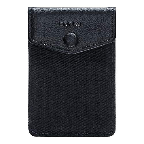 Frifun - Cartera de piel autoadhesiva para tarjetas de crédito, Negro