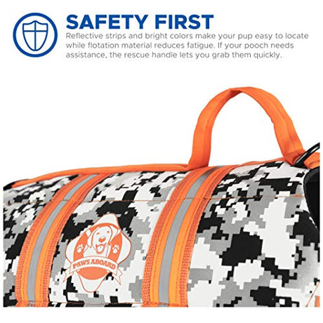 Paws Aboard - Chaleco salvavidas para perros, para nadar, para lanchas, XS, Camuflaje gris