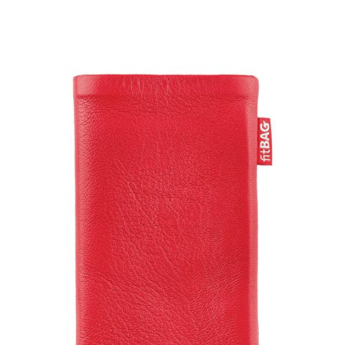 fitBAG Beat Red - Funda a medida para Samsung Galaxy S22 Ultra | Fabricada en Alemania | Funda de piel fina de napa con forro de microfibra para limpieza de pantallas