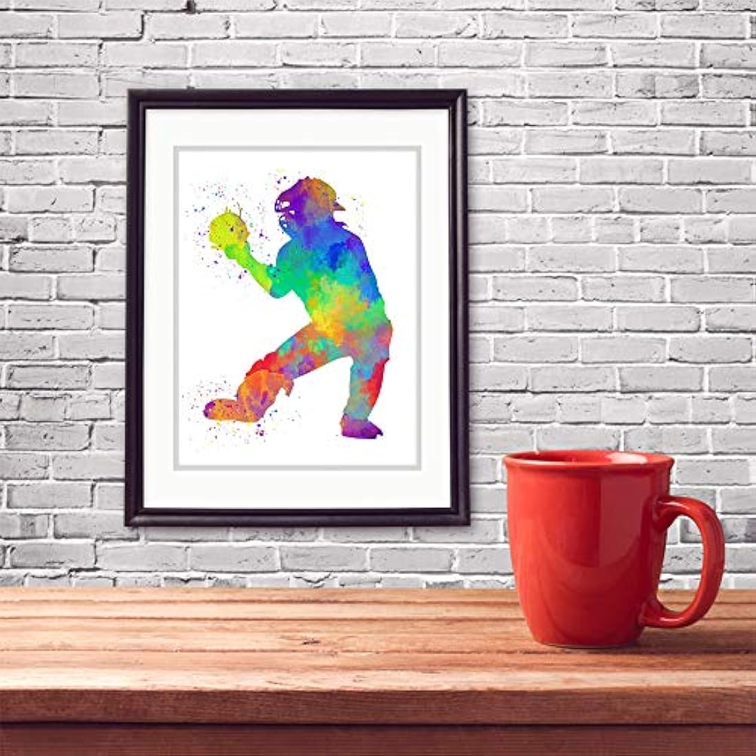 Impresión de arte abstracto de pared  de béisbol 11x14