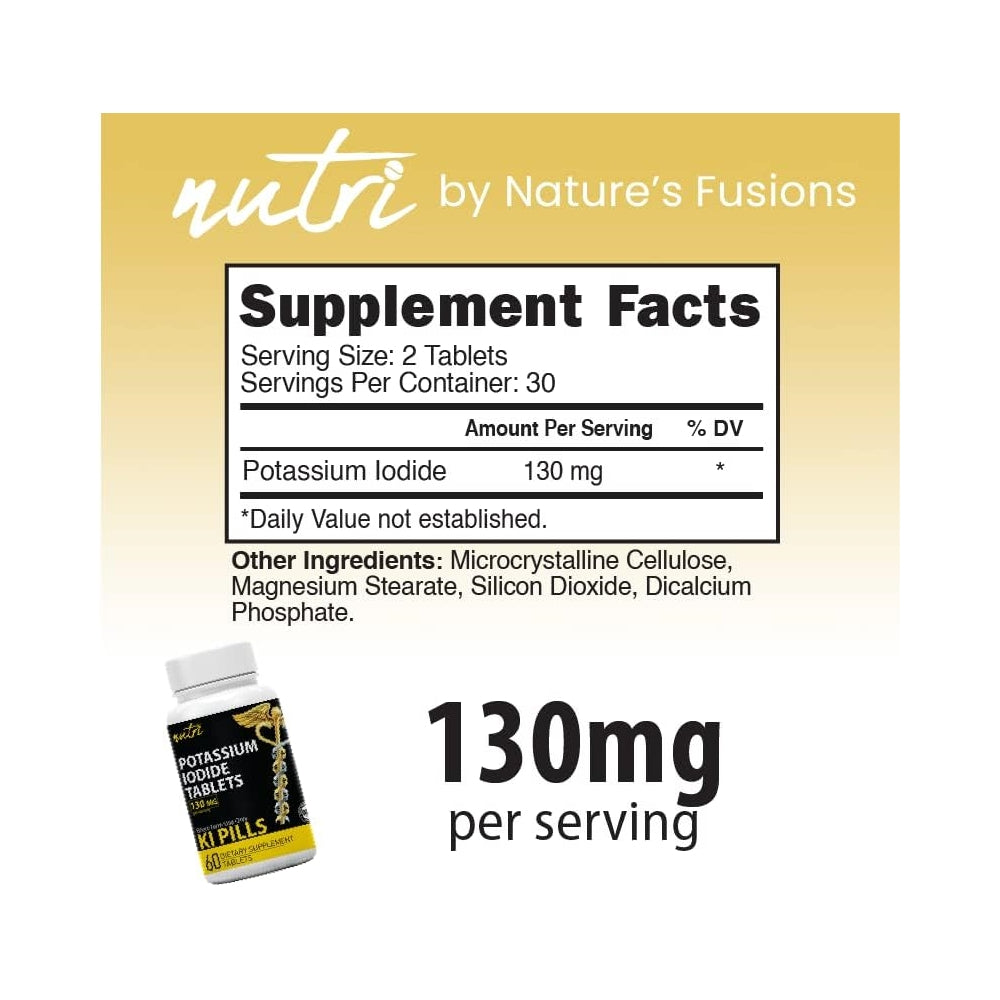 Suplementos de yoduro de potasio de 130 mg  60 comprimidos