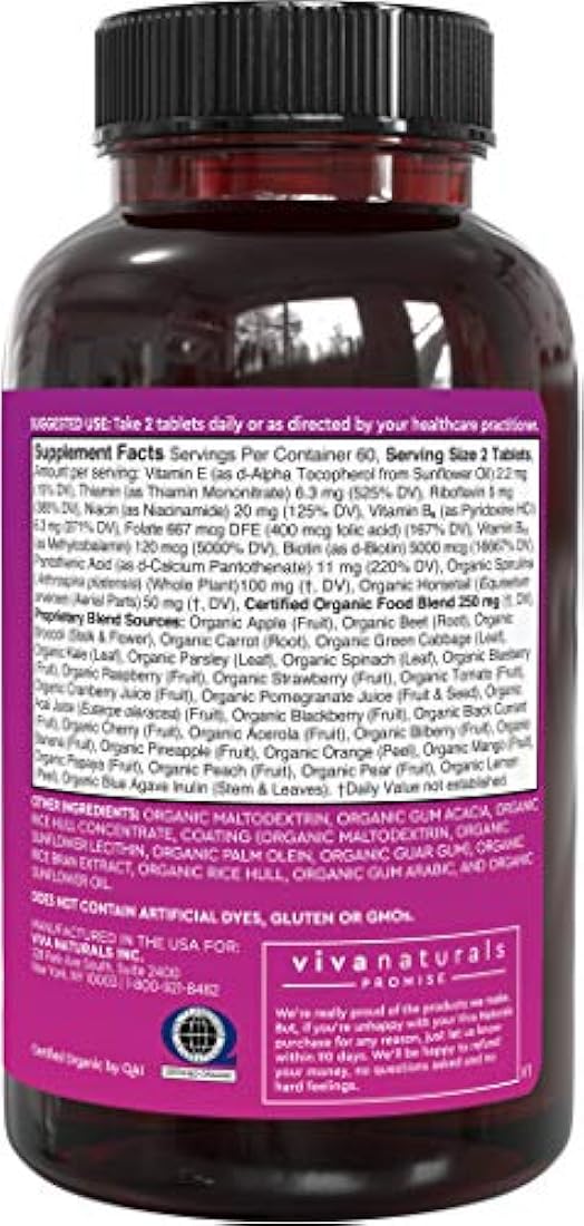 Vitaminas orgánicas para la piel y las uñas para las mujeres con biotina, vitaminas para el cabello y vitaminas para la piel que promueve el crecimiento saludable del cabello y las uñas, 120 tabletas