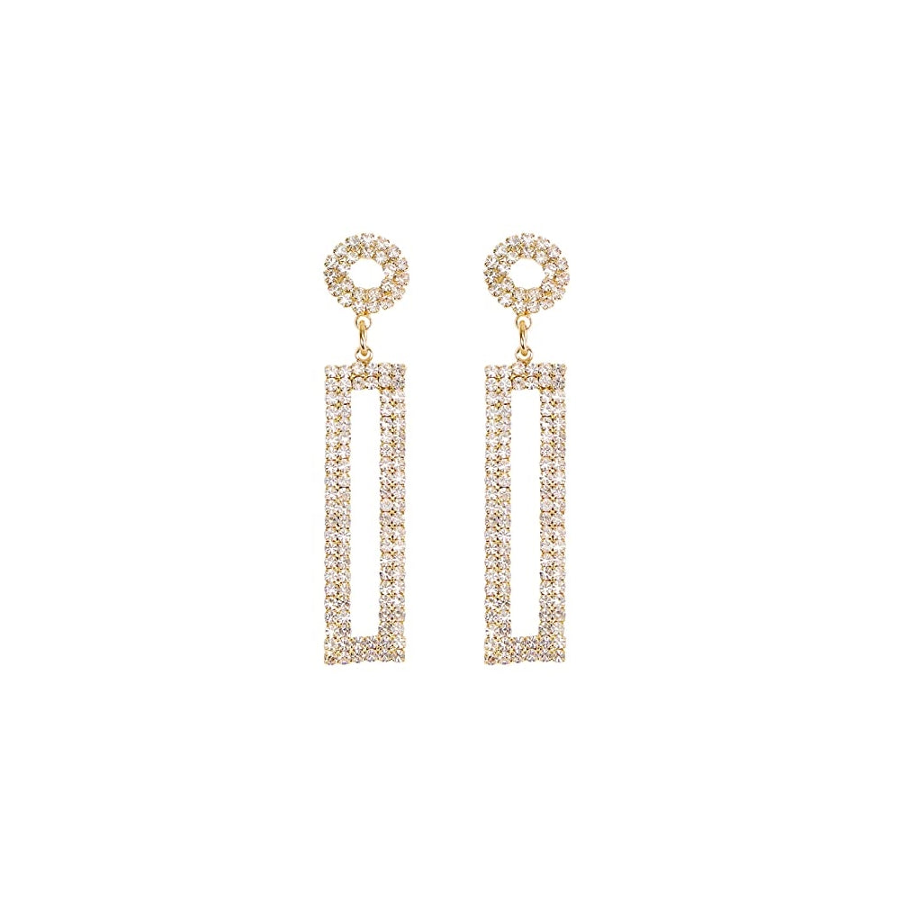 Aretes largos con diamantes de imitación para mujeres