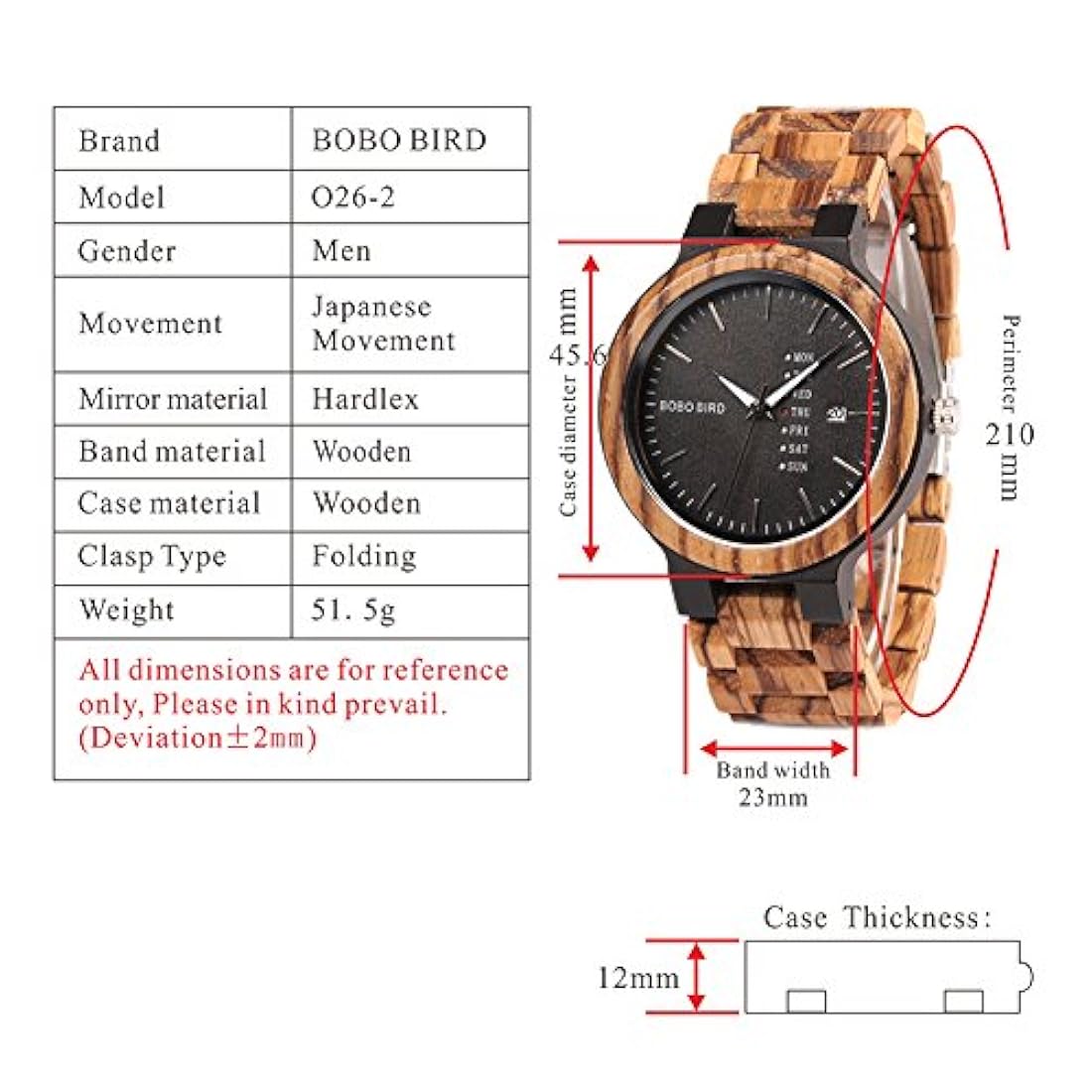 Reloj de madera para hombre Cuarzo analógico c