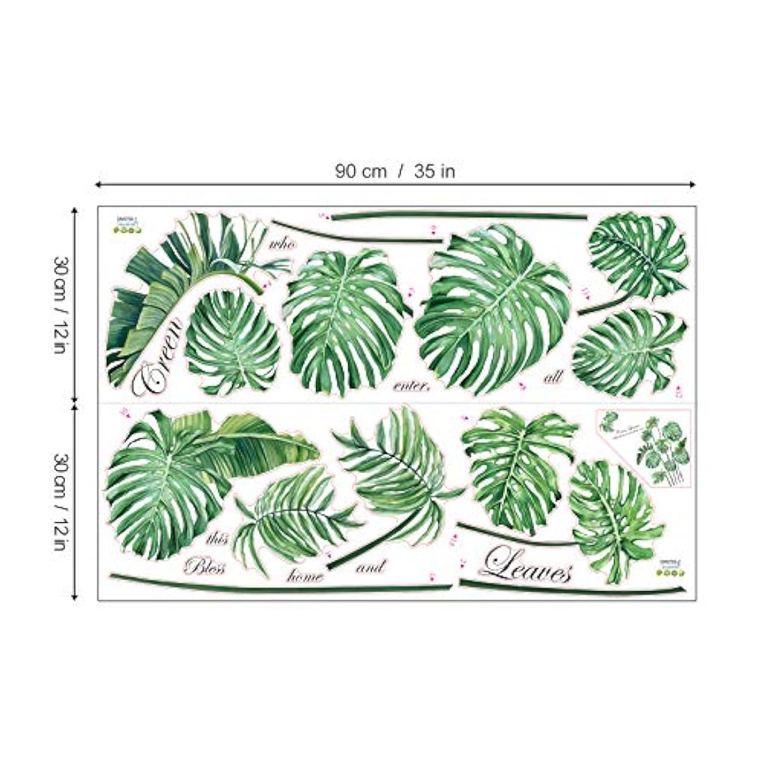 Adhesivos para pared estilo hojas tropicales(11.8x35.4)
