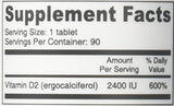 Deva Nutrition Vegan D2 Vitamina D 2400 IU, 90 tabletas (Paquete de 2)