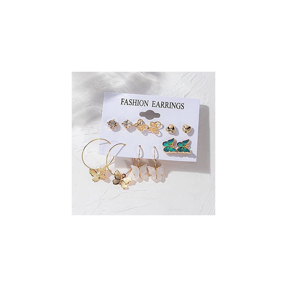 Aretes con borla de ratán y mariposa para mujeres