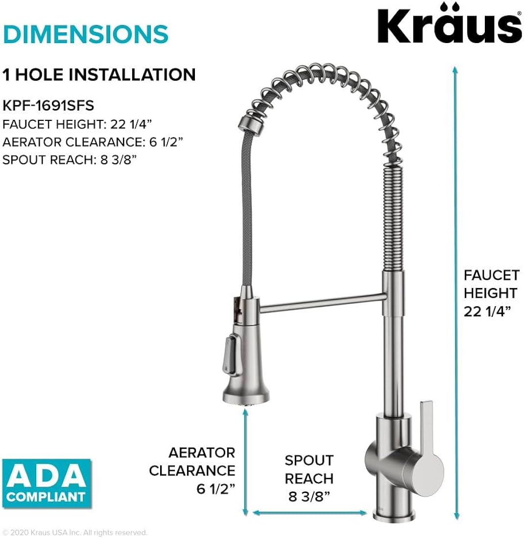 Grifo de cocina comercial de latón KPF-1691SFS Kraus