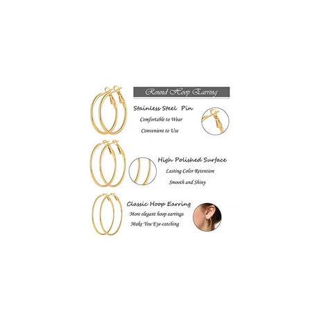 Aretes de acero inoxidable hipoalergénicos juego 6 pares