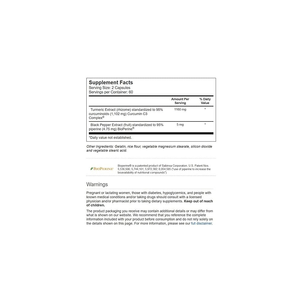 Vitacost Extracto de cúrcuma Complejo C3 con bioperina
