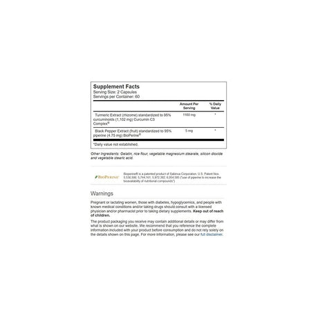 Vitacost Extracto de cúrcuma Complejo C3 con bioperina
