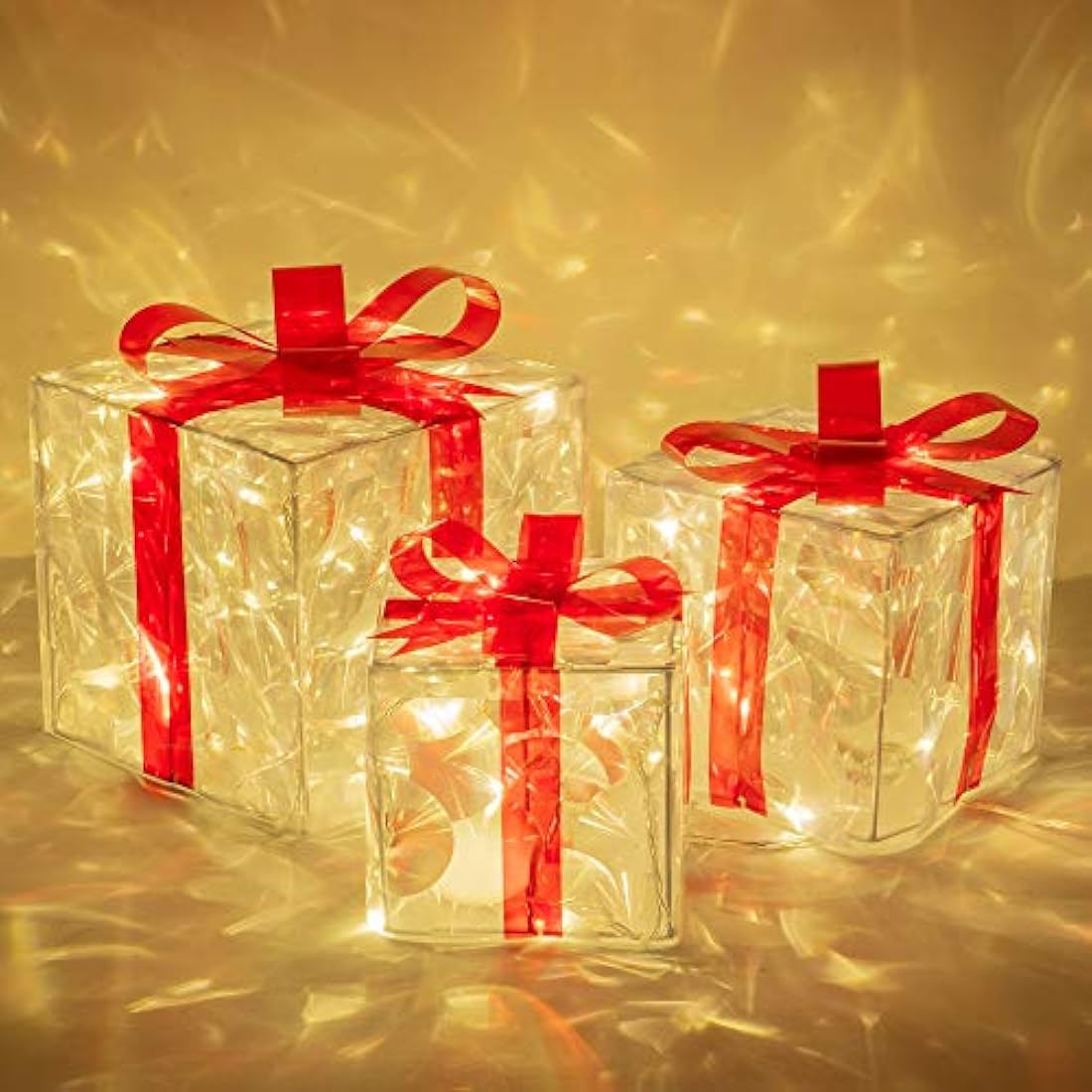 Juego de 3 cajas de regalo con luz LED de 60 unidades