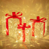 Juego de 3 cajas de regalo con luz LED de 60 unidades