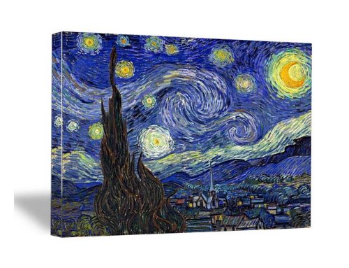 mural moderno de noche estrellada 28x20inch color azul