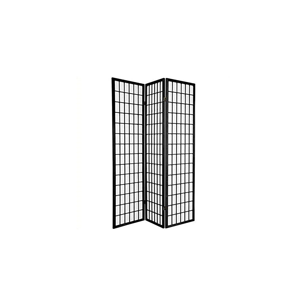 Oriental Furniture Pantalla Shoji de 5.9&nbsp;ft de alto, 3 paneles, color negro