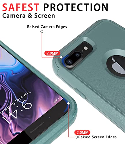 Diverbox Funda para iPhone 8 Plus, iPhone 7 Plus [a prueba de golpes] [a prueba de gotas] [a prueba de polvo], funda de protección resistente para Apple iPhone 8 Plus y 7 Plus (verde pino)