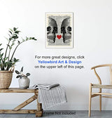 Decoración de pared de Corazón y calaveras 8x10 Sentimental