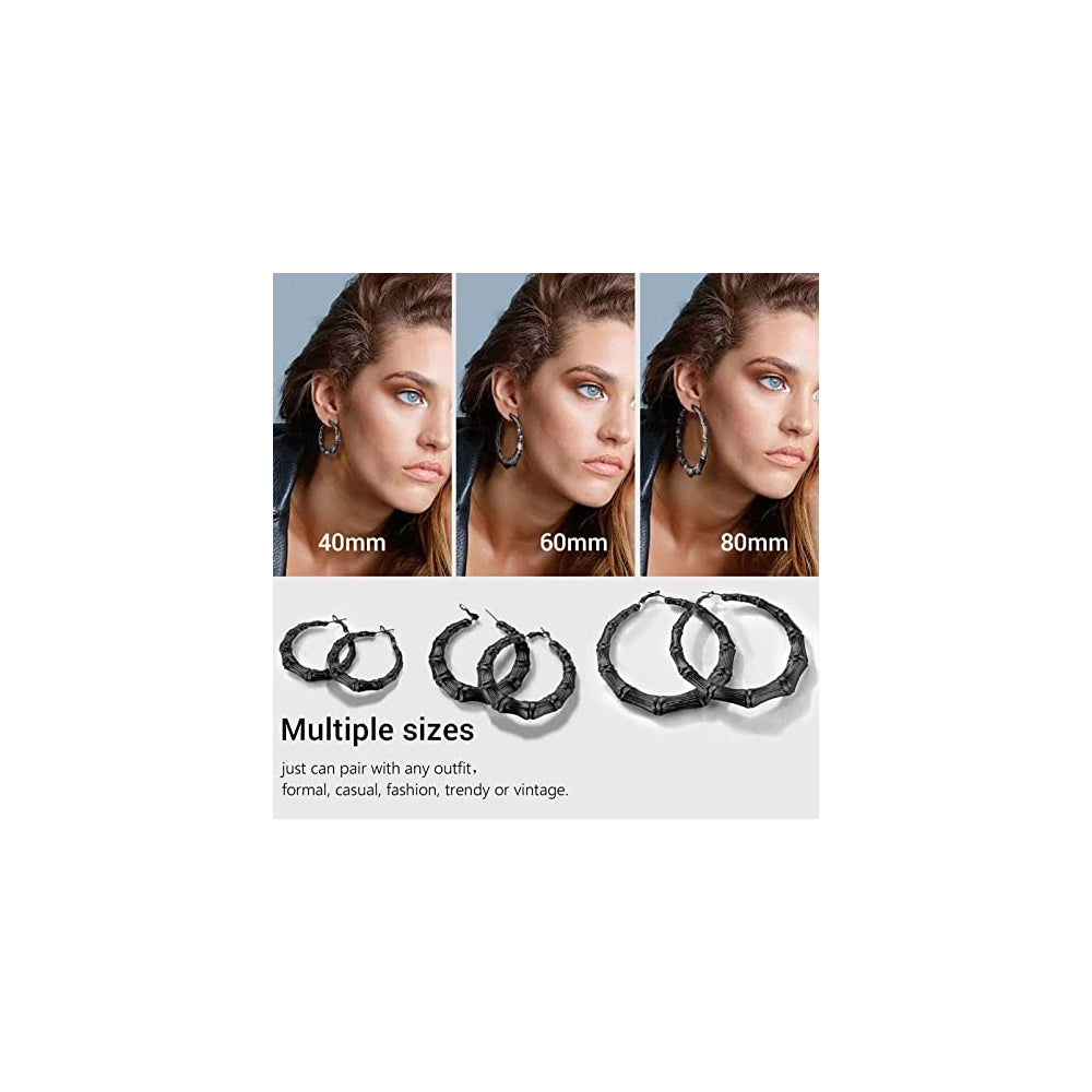 Aretes de aro de bambú para mujer