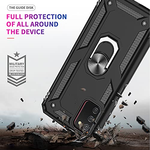 LeYi for Samsung Galaxy A03S Case, Samsung A03S Case with [2 Pack] Tempered Glass Screen Protector, [Military-Grade] Magnetic Ring Kickstand Protective Phone Case for Galaxy A03S (6.5 Inch), Black