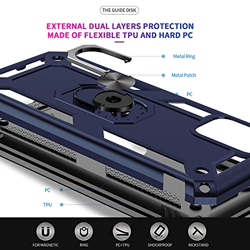 LeYi Funda compatible con Samsung A03S, funda para Galaxy A03S con [2 unidades] protector de pantalla de vidrio templado, [grado militar], funda magnética con función atril para Samsung Galaxy A03S (6.5 pulgadas), azul