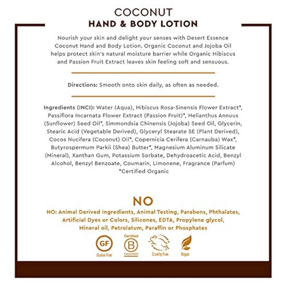 Desert Essence - Loción manos y cuerpo de Coco, 8 fl oz