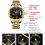 Relojes de pulsera para hombre de acero inoxidable dorado