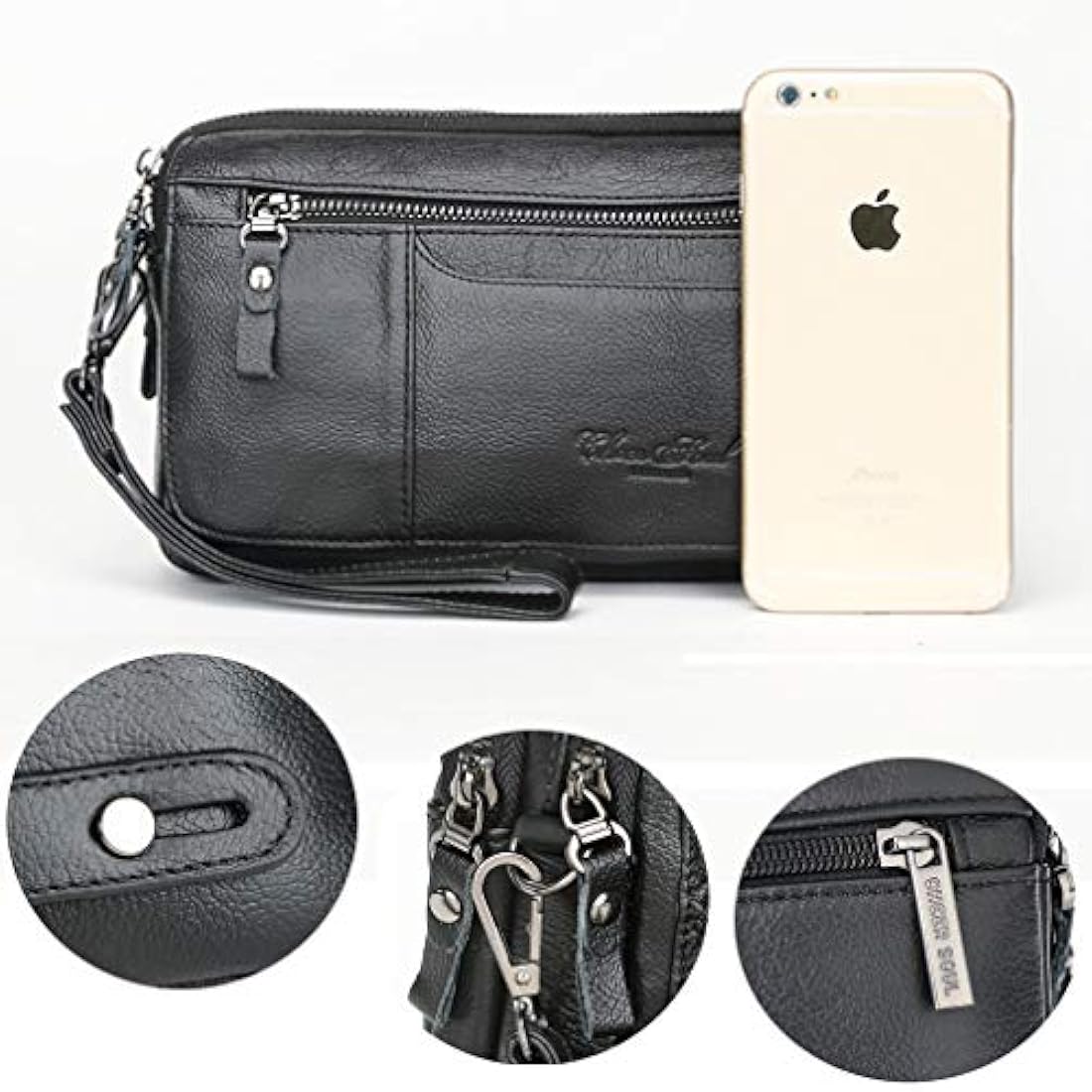 Bolso de piel tipo cartera de embrague para hombre