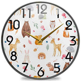 Reloj de pared redondo con diseño de ciervos de animales