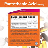 AHORA Alimentos Ácido Pantoténico 500mg, 100 Cápsulas (Paquete de 1)