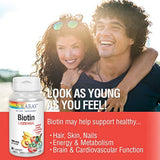 Solaray Biotin 5000 mcg Natural Melocotón, Fresa, Sabor de plátano | Cabello saludable, soporte de piel y uñas | 60 pastillas