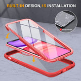Miracase Glass Series - Funda diseñada para iPhone 11 [actualización 2022] Funda resistente de cuerpo completo con protector de pantalla de vidrio templado 9H integrado compatible con iPhone 11 de 6.1 pulgadas (rojo)