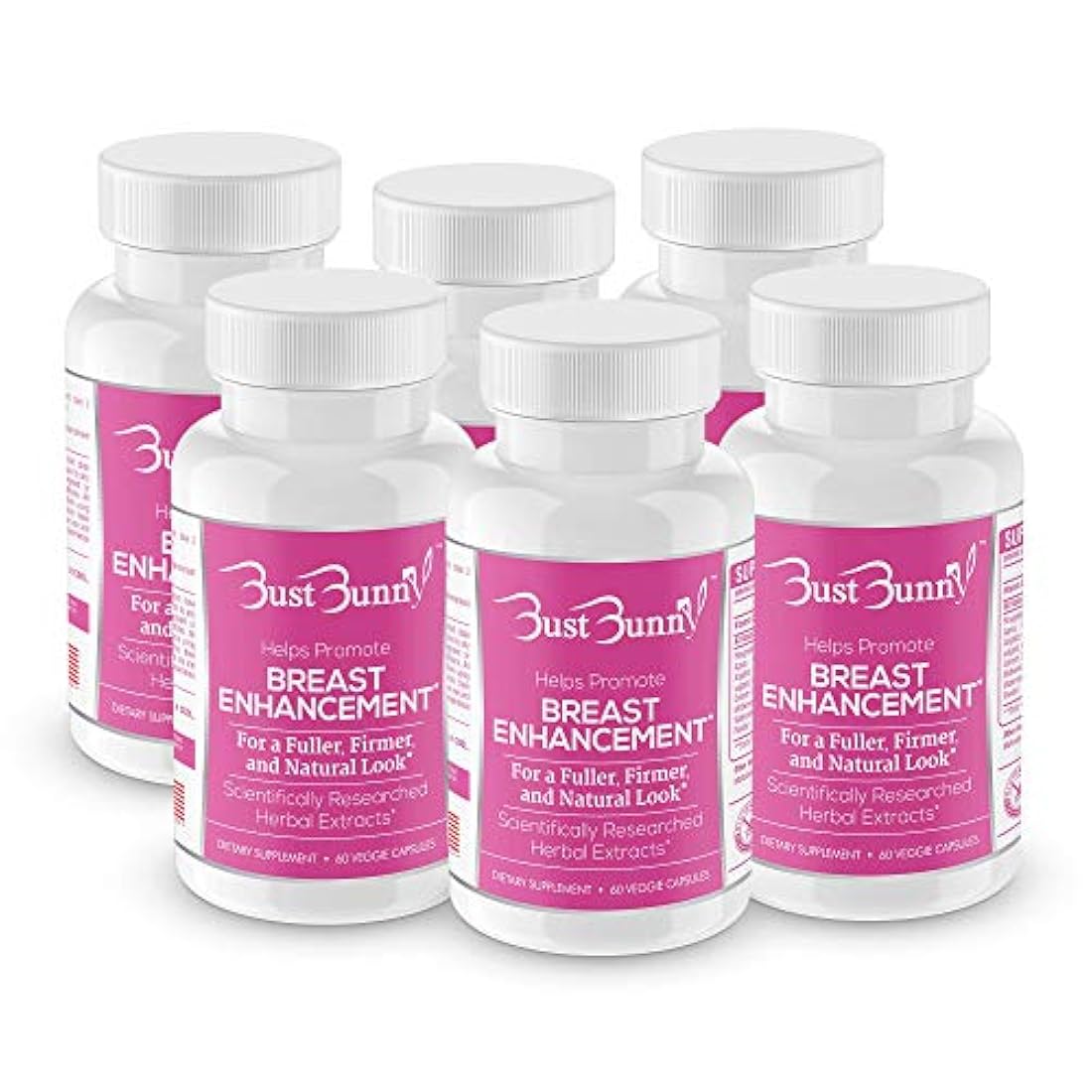 BUST BUNNY - Píldoras para mejorar el seno - Apto para veganos - 6 meses | 1 forma natural para agrandar el pecho y aumentar el tamaño del pecho