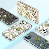 GiiKa Funda para iPhone 12 Pro Max con protector de pantalla, transparente de cuerpo completo a prueba de golpes de protección floral niñas mujeres caso duro con TPU parachoques cubierta teléfono caso para iPhone 12 Pro Max, flores verdes