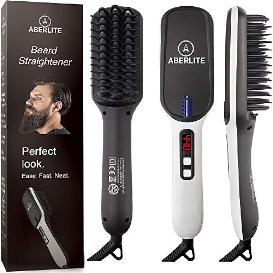 Cepillo iónico de calor alisador de barba para hombres