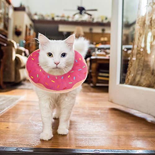 BINGPET Lindo collar de recuperación de donas para gatos y cachorros, suave y ajustable, protector de cuello en E para mascotas después de la cirugía, apto para gatitos, perros pequeños