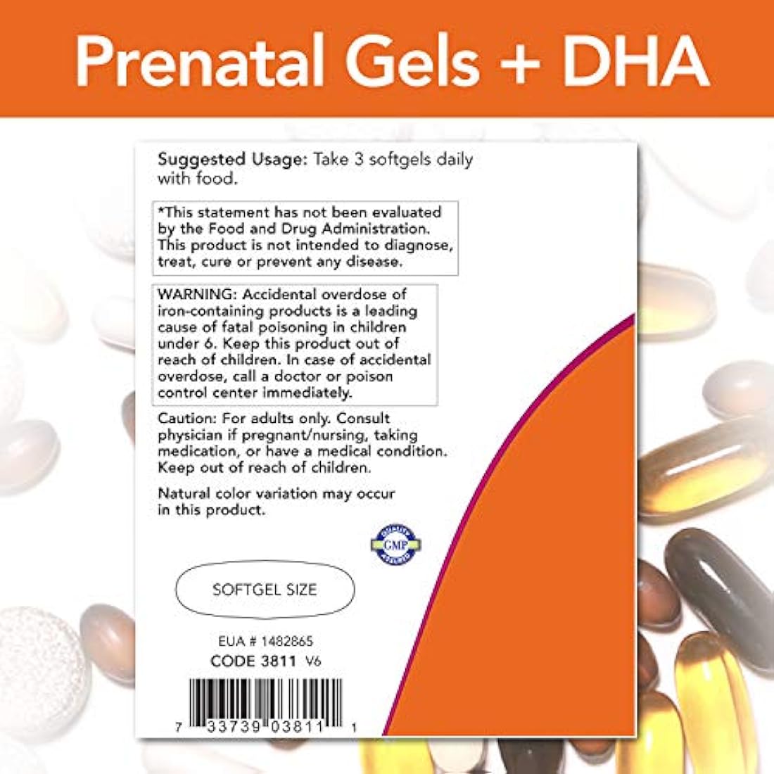 Now Foods Prenatal Gels + DHA with 250 mg DHA per Serving, Plus Borage Oil (GLA), 180 Softgels