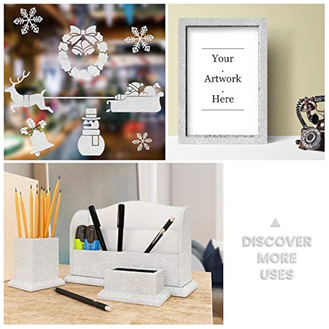 Papel pintado autoadhesivo con purpurina de color plateado