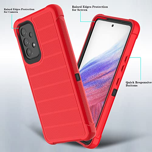 Leptech Funda para Samsung Galaxy A53 5G con protector de pantalla de cristal, [Serie Funda] Clip de cinturón de protección, resistente, resistente, resistente, resistente, militar, a prueba de golpes, cubierta para teléfono celular (rojo)