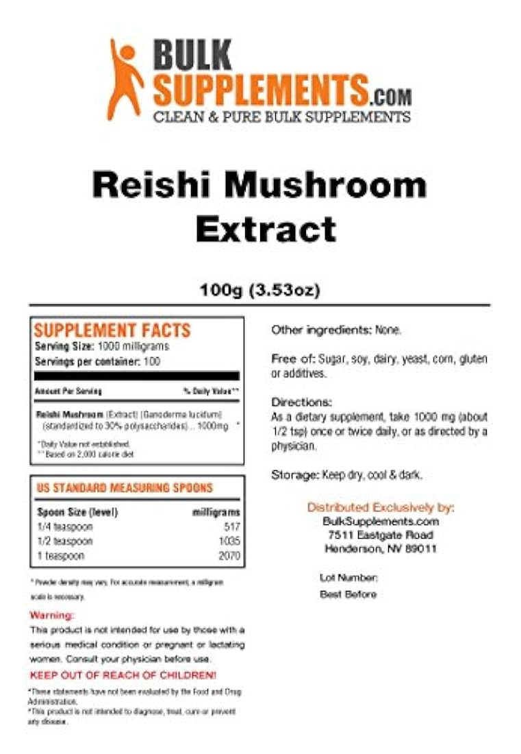 Bulksupplements Reishi - Extracto de champiñones en polvo