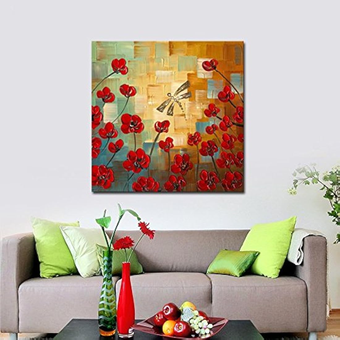 Las libélulas aman las flores, pintura al óleo para colgar