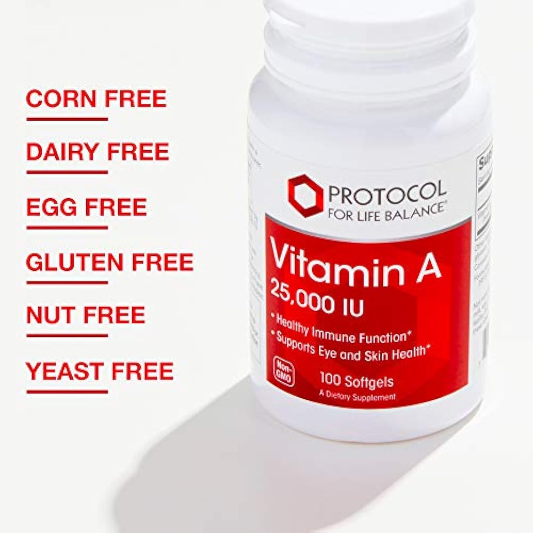 Protocolo para el equilibrio de vida - Vitamina A 25000 UI - Soporta la función inmunitaria saludable, antioxidación y proporciona soporte celular - 100 cápsulas blandas