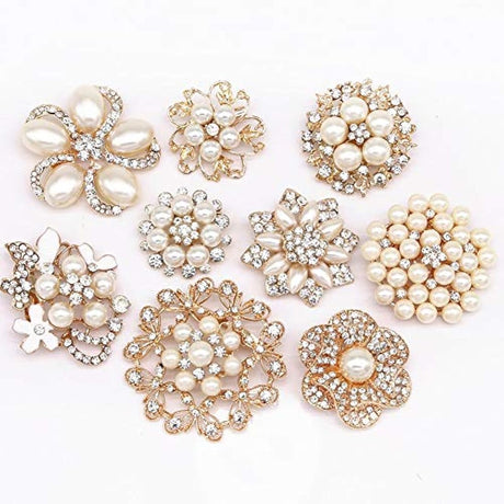 eGlomart kit de 9 broches con diamantes de imitación