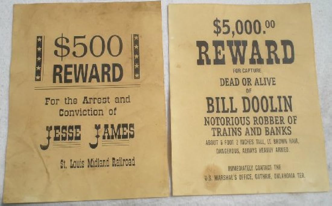 Juego de 12 pósteres de recompensa Old West Wanted