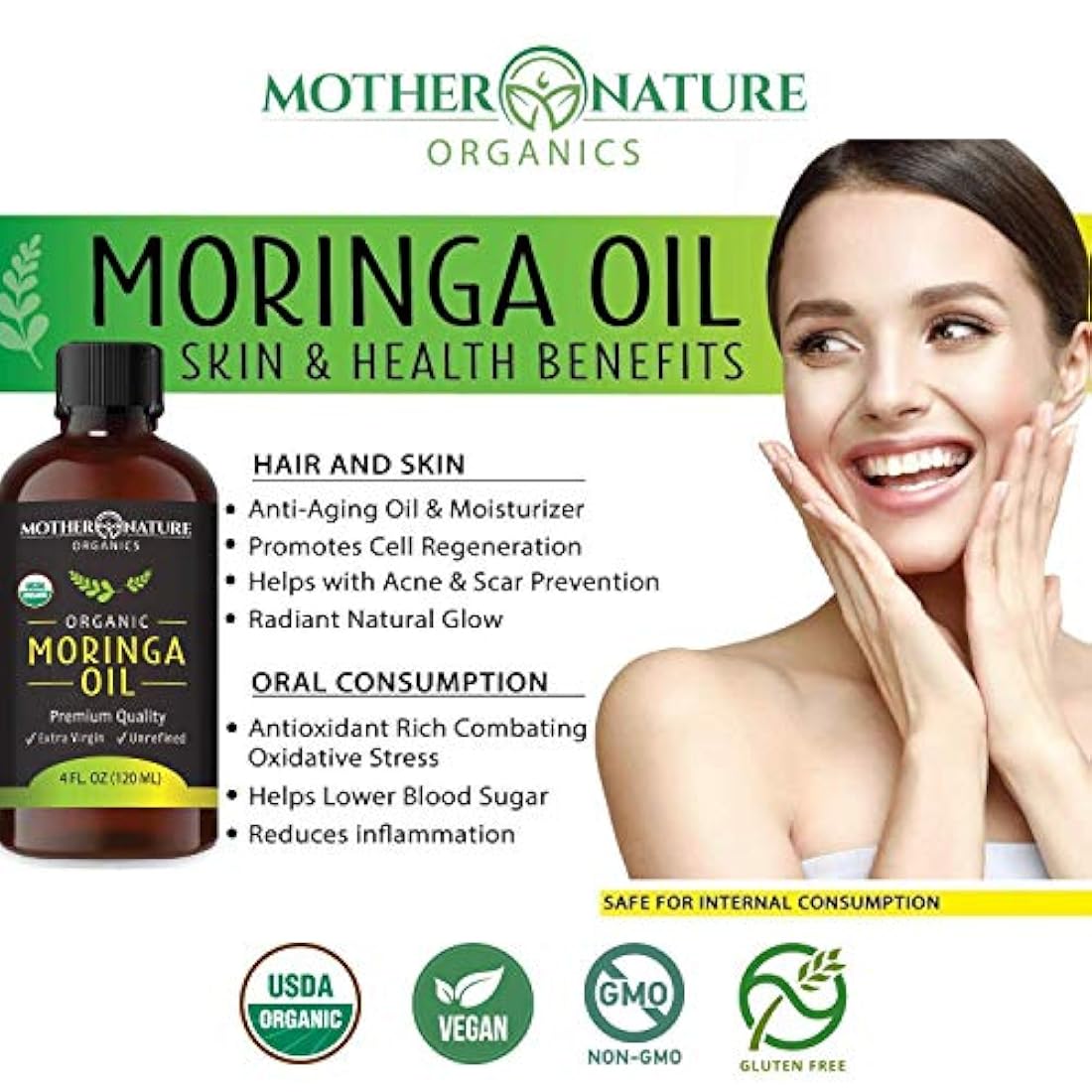 Aceite de moringa orgánico USDA - de la más alta calidad
