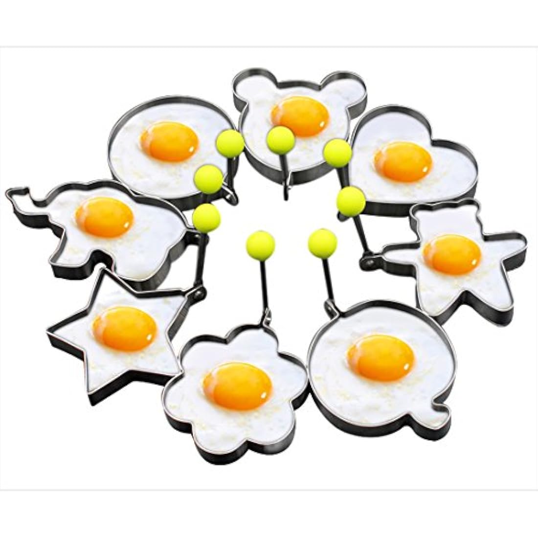 Juego de 8 moldes para huevos fritos antiadherentes