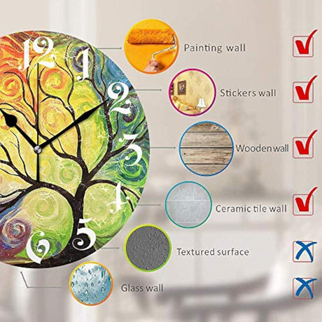 Reloj de pared con diseño de árbol de la vida